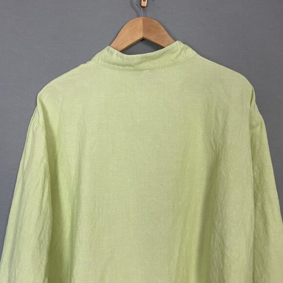 Eileen Fisher Top Long Sleeve Button-Up Pocket Single Pocket Pale Lime Green 2X - Picture 6 of 16